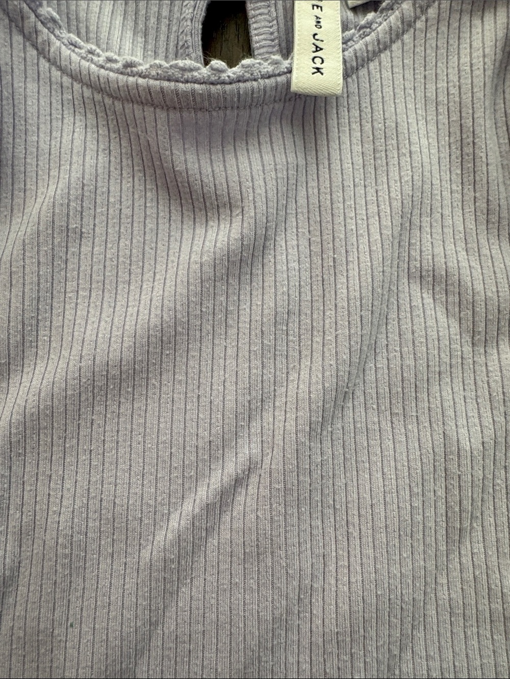 Janie and Jack Light Lavender Ribbed Ruffle Shoulder Top - Picture 3 of 4